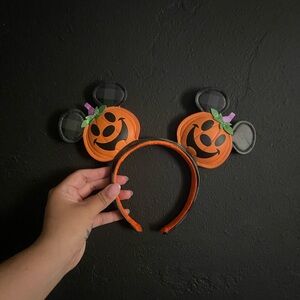 Disney Pumpkin Mouse Ears Headband - Orange and Black